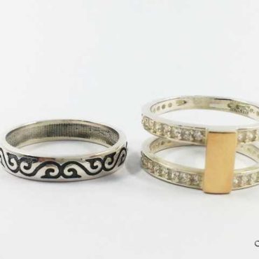 Dvigubas Žiedas su aukso detalėmis ir Cirkoniais SA034